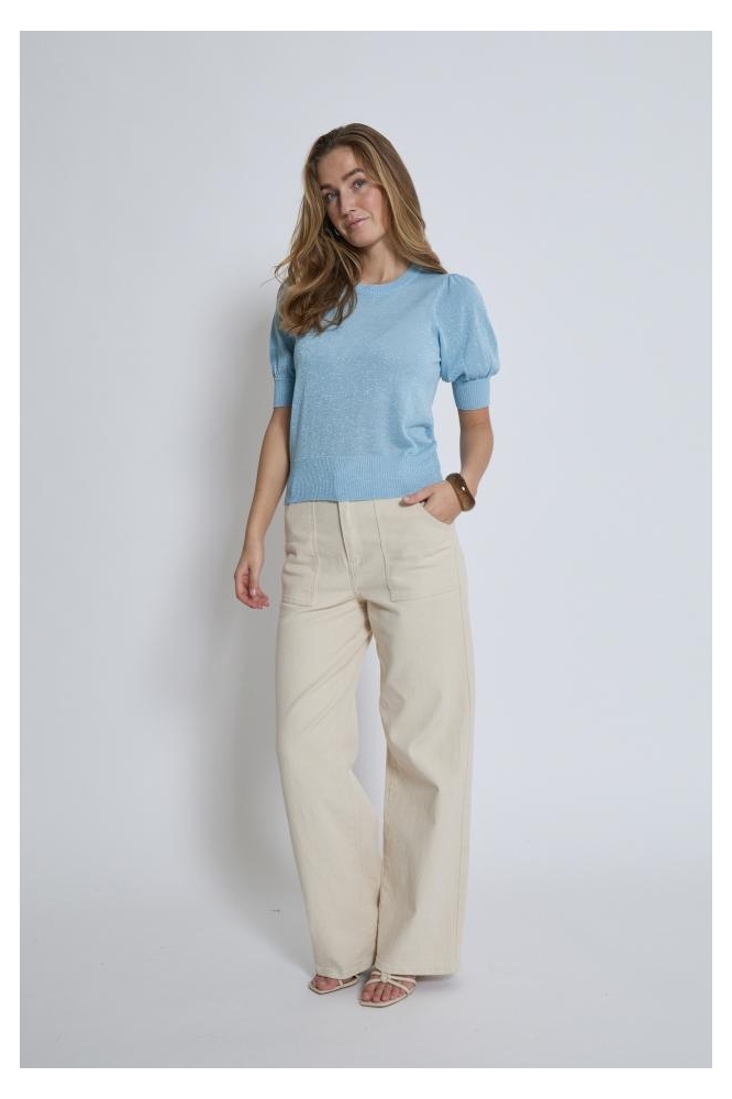 LIVA PUFF SLEEVE METALLIC MI5705 1048MET ICE BLUE MET